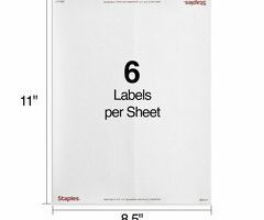 Staples lASER/ink Shipping Labels 3 1/3" x 4" White 6 Labels/Sheet