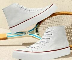 Men's High-Top Canvas Sneakers - Breathable Lace-Up Casual Walking , Tennis  Durable Rubber Sole - A