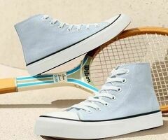 Men's High-Top Canvas Sneakers - Breathable Lace-Up Casual Walking , Tennis  Durable Rubber Sole - A